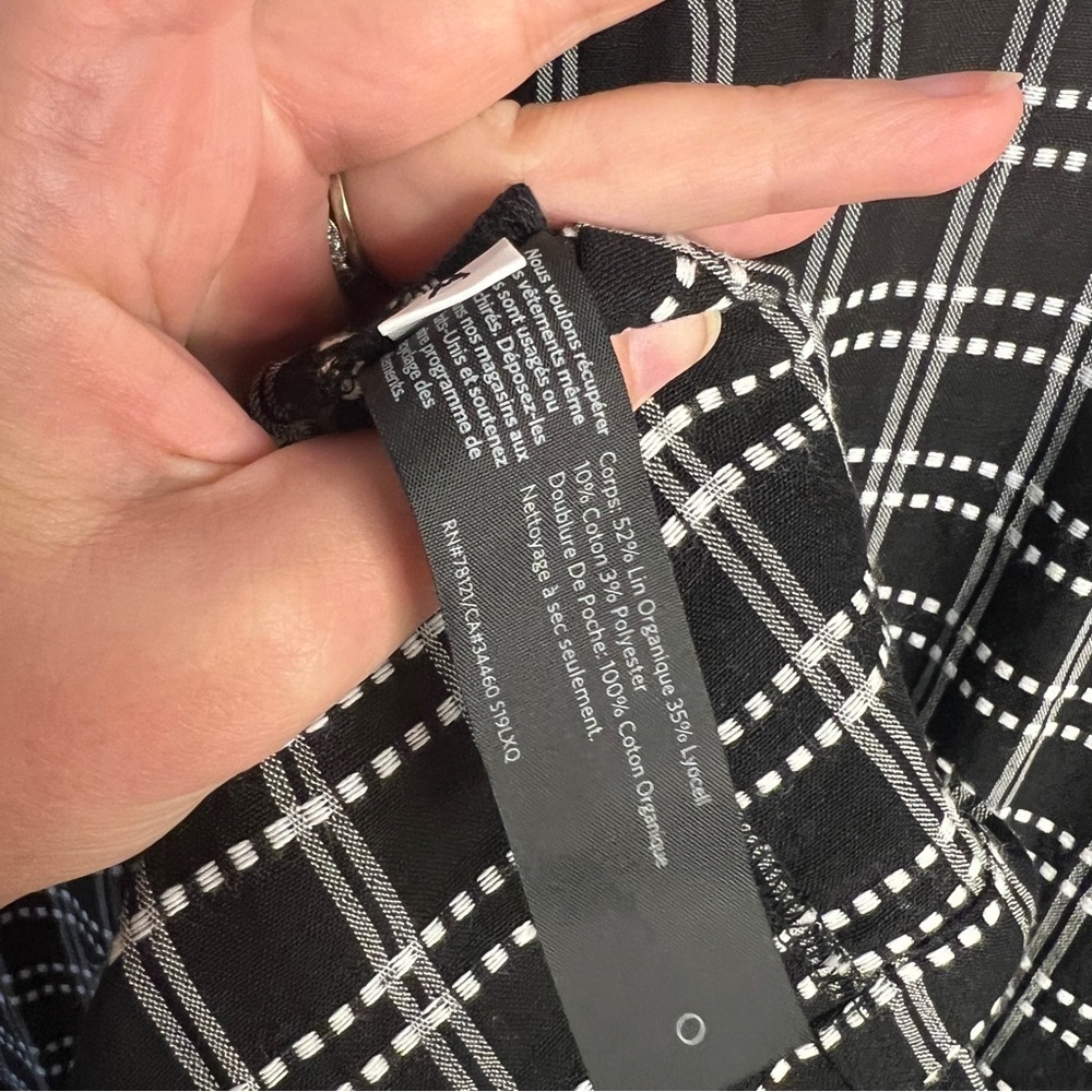Eileen Fisher Organic Linen Black and White Plaid Dress Size Medium - Picture 7 of 8